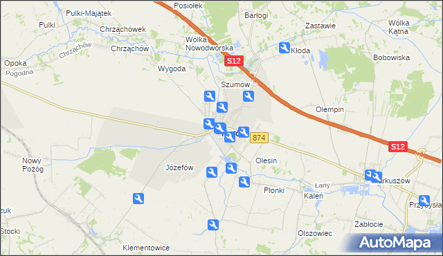mapa Kurów powiat puławski, Kurów powiat puławski na mapie Targeo