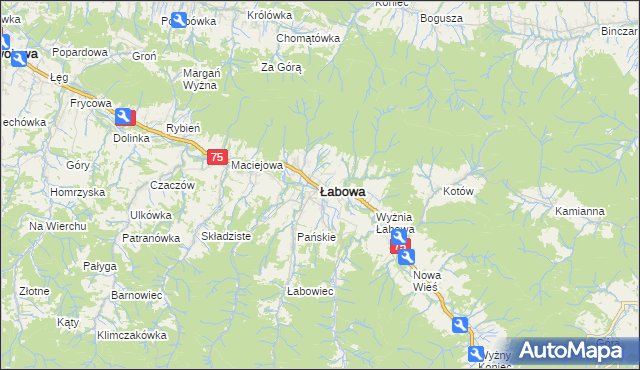 mapa Łabowa, Łabowa na mapie Targeo