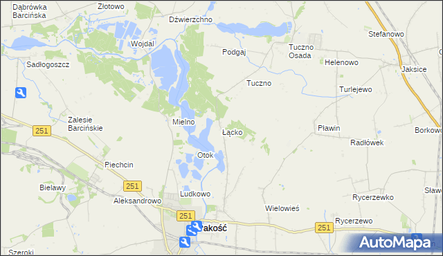 mapa Łącko gmina Pakość, Łącko gmina Pakość na mapie Targeo