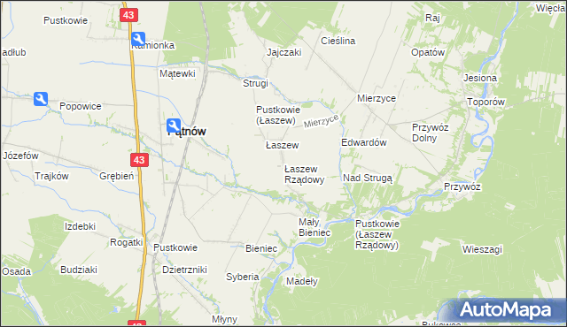 mapa Łaszew Rządowy, Łaszew Rządowy na mapie Targeo