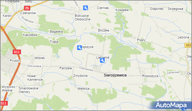 mapa Latowice, Latowice na mapie Targeo