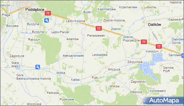 mapa Leokadiew, Leokadiew na mapie Targeo