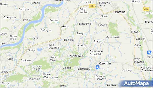 mapa Łysaków gmina Czermin, Łysaków gmina Czermin na mapie Targeo