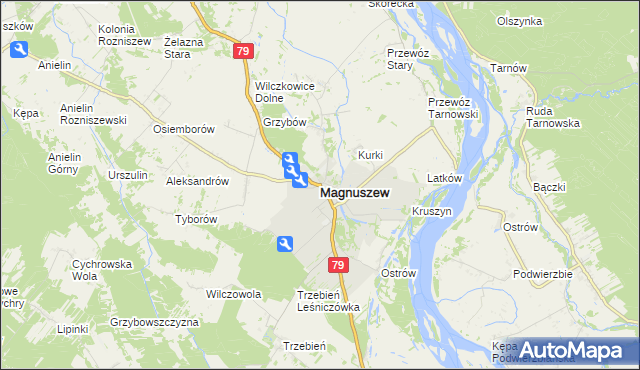 mapa Magnuszew, Magnuszew na mapie Targeo