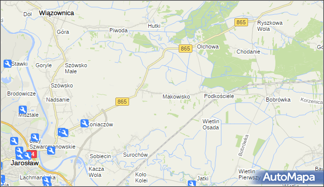 mapa Makowisko gmina Jarosław, Makowisko gmina Jarosław na mapie Targeo