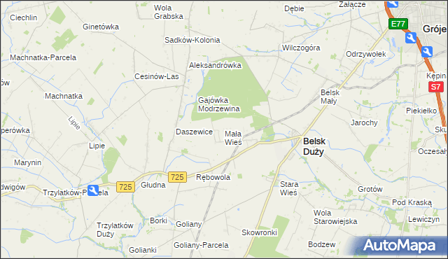 mapa Mała Wieś gmina Belsk Duży, Mała Wieś gmina Belsk Duży na mapie Targeo