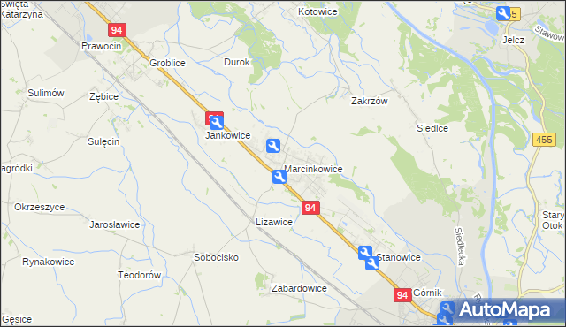 mapa Marcinkowice gmina Oława, Marcinkowice gmina Oława na mapie Targeo