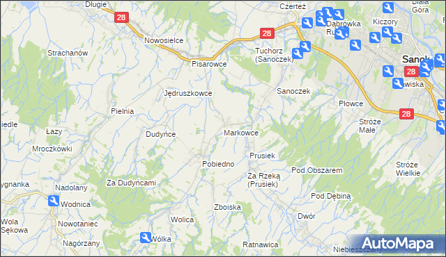 mapa Markowce, Markowce na mapie Targeo