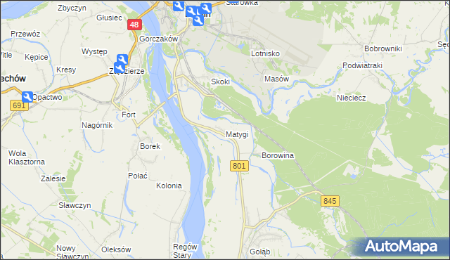 mapa Matygi, Matygi na mapie Targeo