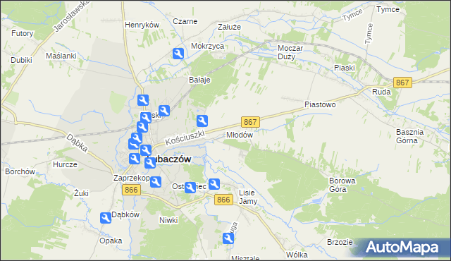 mapa Młodów gmina Lubaczów, Młodów gmina Lubaczów na mapie Targeo