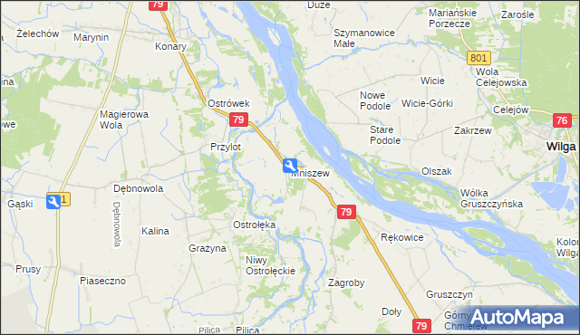 mapa Mniszew gmina Magnuszew, Mniszew gmina Magnuszew na mapie Targeo