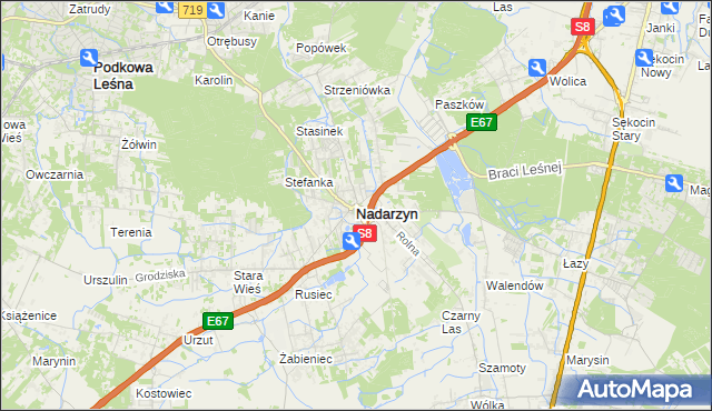 mapa Nadarzyn powiat pruszkowski, Nadarzyn powiat pruszkowski na mapie Targeo