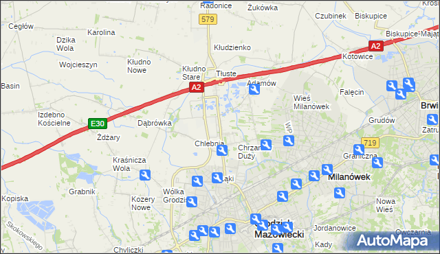 mapa Natolin gmina Grodzisk Mazowiecki, Natolin gmina Grodzisk Mazowiecki na mapie Targeo