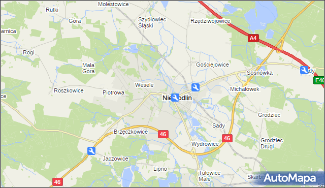 mapa Niemodlin, Niemodlin na mapie Targeo