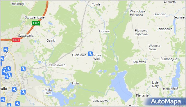 mapa Nowa Wieś gmina Suwałki, Nowa Wieś gmina Suwałki na mapie Targeo