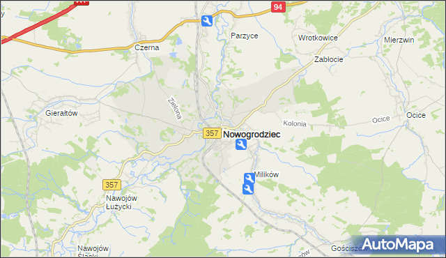 mapa Nowogrodziec, Nowogrodziec na mapie Targeo