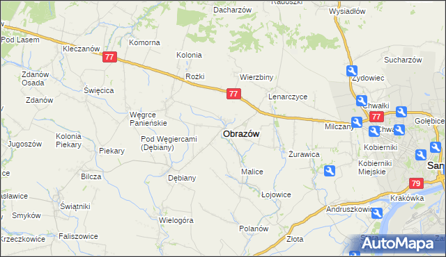 mapa Obrazów, Obrazów na mapie Targeo