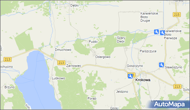 mapa Odargowo gmina Krokowa, Odargowo gmina Krokowa na mapie Targeo