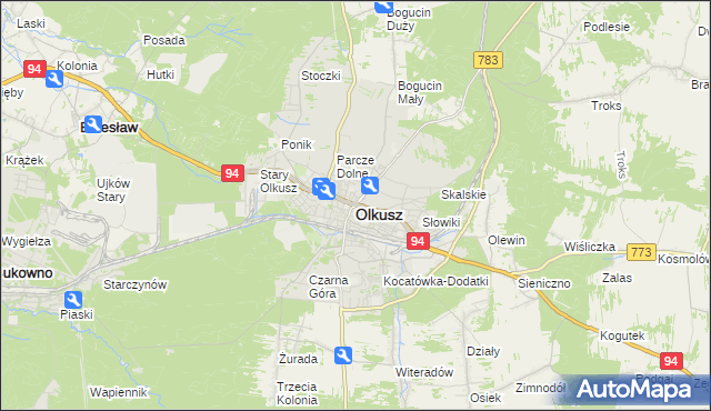 mapa Olkusz, Olkusz na mapie Targeo