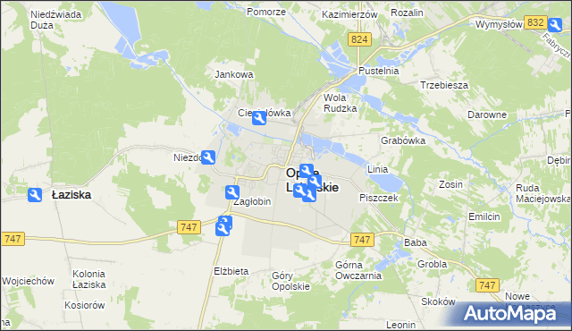 mapa Opole Lubelskie, Opole Lubelskie na mapie Targeo
