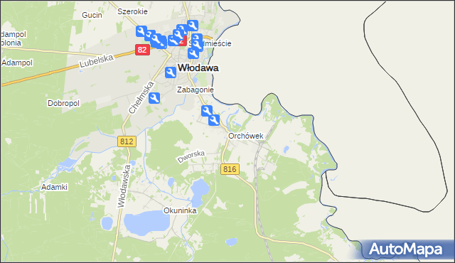 mapa Orchówek gmina Włodawa, Orchówek gmina Włodawa na mapie Targeo