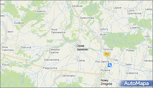 mapa Osiek Jasielski, Osiek Jasielski na mapie Targeo