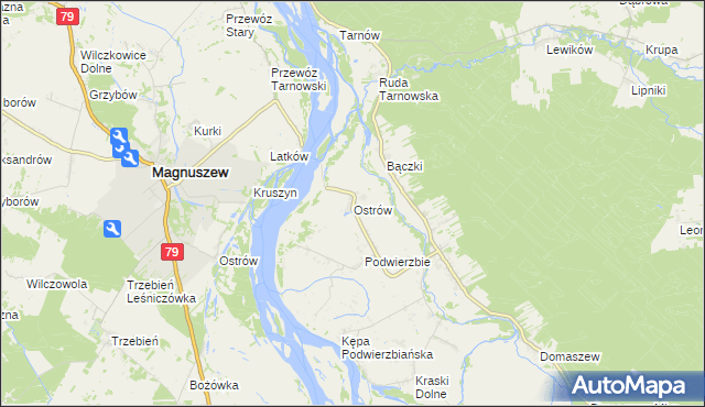mapa Ostrów gmina Maciejowice, Ostrów gmina Maciejowice na mapie Targeo
