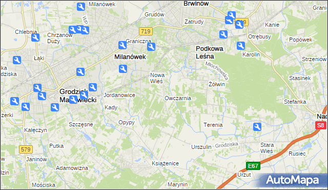 mapa Owczarnia gmina Brwinów, Owczarnia gmina Brwinów na mapie Targeo