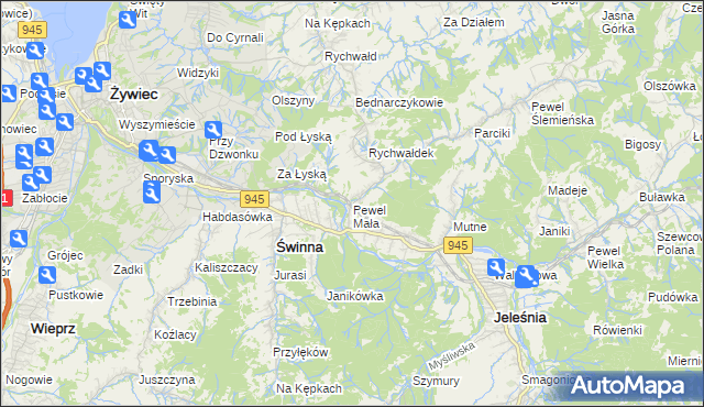 mapa Pewel Mała, Pewel Mała na mapie Targeo