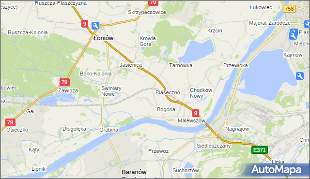 mapa Piaseczno gmina Łoniów, Piaseczno gmina Łoniów na mapie Targeo