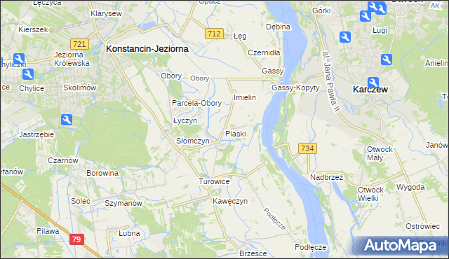 mapa Piaski gmina Konstancin-Jeziorna, Piaski gmina Konstancin-Jeziorna na mapie Targeo