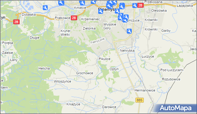 mapa Pikulice, Pikulice na mapie Targeo