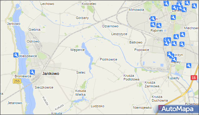 mapa Piotrkowice gmina Inowrocław, Piotrkowice gmina Inowrocław na mapie Targeo