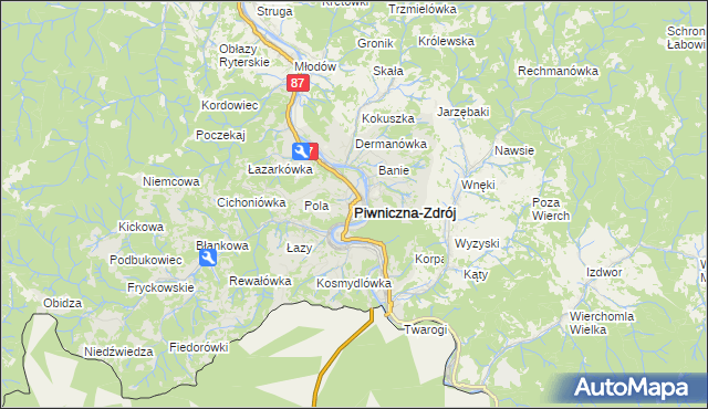 mapa Piwniczna-Zdrój, Piwniczna-Zdrój na mapie Targeo