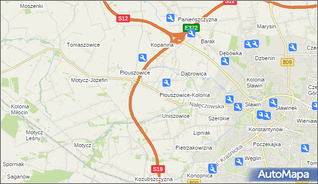 mapa Płouszowice-Kolonia, Płouszowice-Kolonia na mapie Targeo