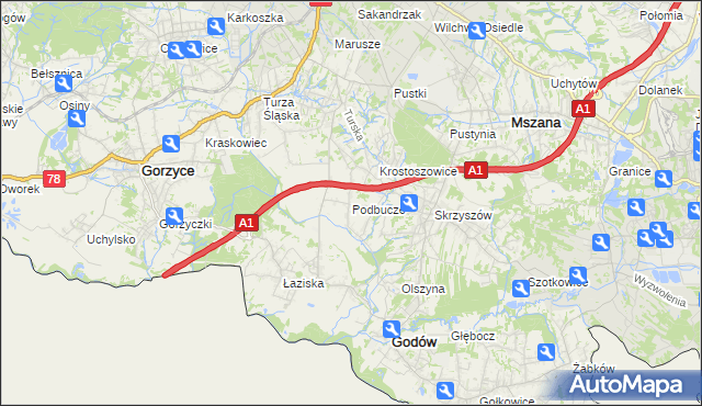 mapa Podbucze gmina Godów, Podbucze gmina Godów na mapie Targeo