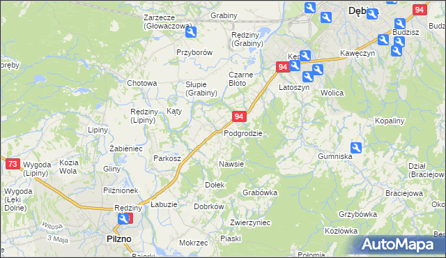 mapa Podgrodzie gmina Dębica, Podgrodzie gmina Dębica na mapie Targeo