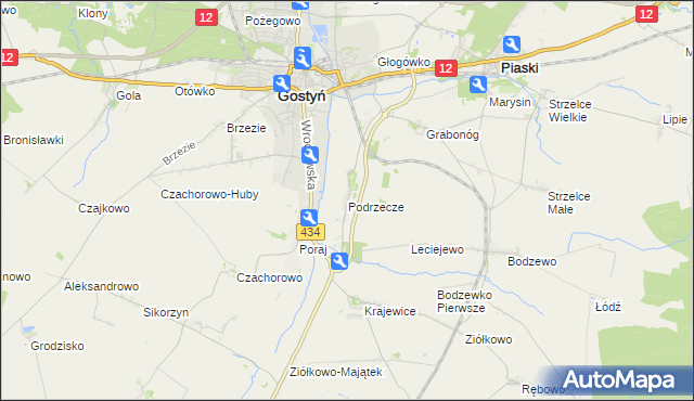 mapa Podrzecze gmina Piaski, Podrzecze gmina Piaski na mapie Targeo