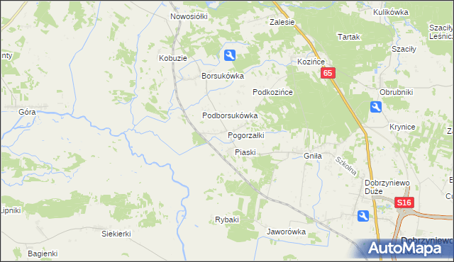 mapa Pogorzałki gmina Dobrzyniewo Duże, Pogorzałki gmina Dobrzyniewo Duże na mapie Targeo
