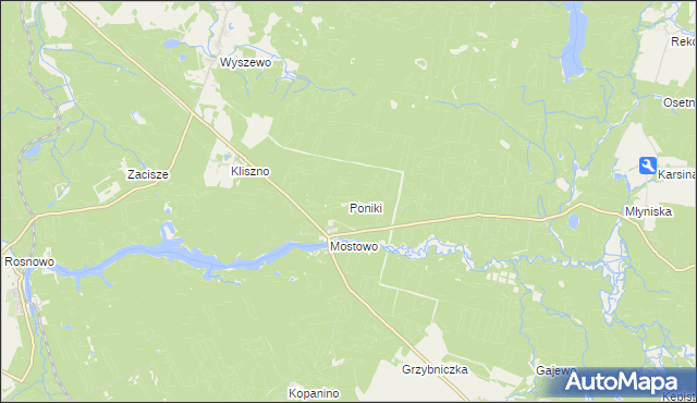 mapa Poniki gmina Manowo, Poniki gmina Manowo na mapie Targeo