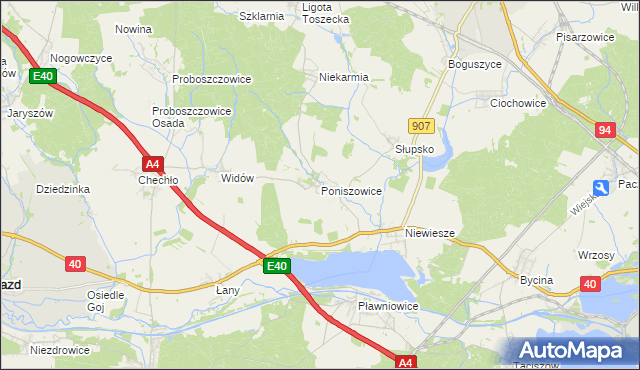 mapa Poniszowice, Poniszowice na mapie Targeo