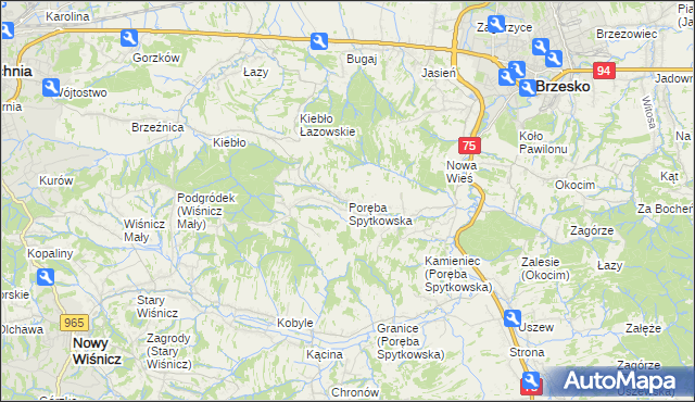 mapa Poręba Spytkowska, Poręba Spytkowska na mapie Targeo