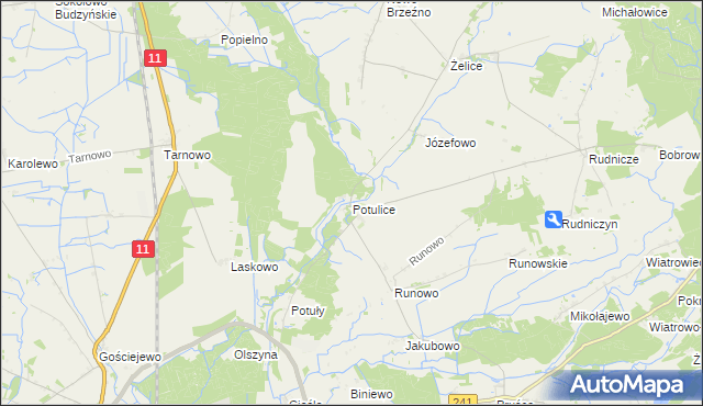 mapa Potulice gmina Wągrowiec, Potulice gmina Wągrowiec na mapie Targeo
