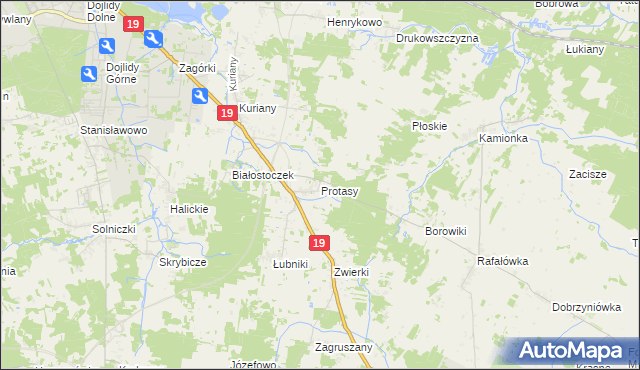 mapa Protasy, Protasy na mapie Targeo