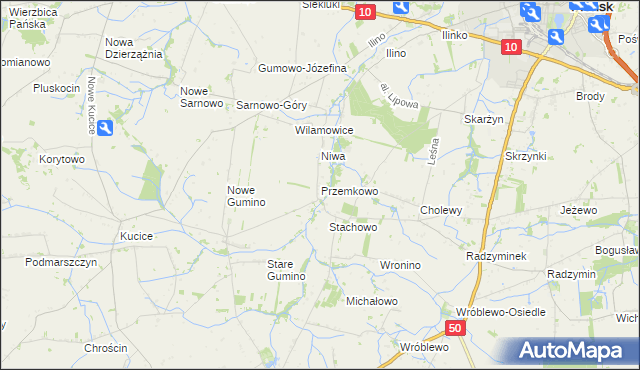 mapa Przemkowo gmina Dzierzążnia, Przemkowo gmina Dzierzążnia na mapie Targeo