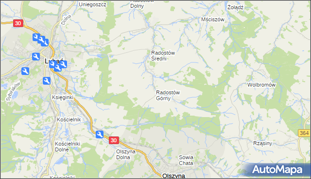 mapa Radostów Górny, Radostów Górny na mapie Targeo