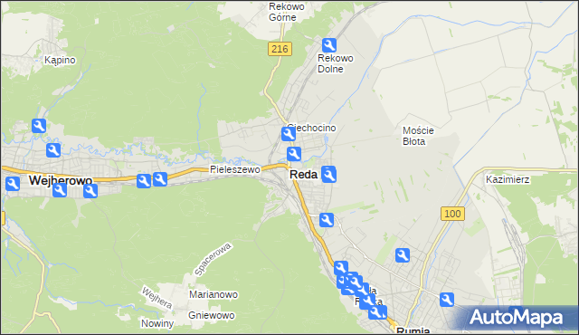mapa Reda, Reda na mapie Targeo