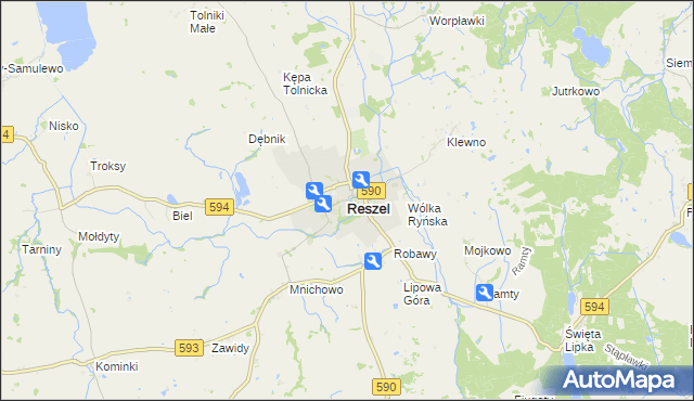 mapa Reszel, Reszel na mapie Targeo