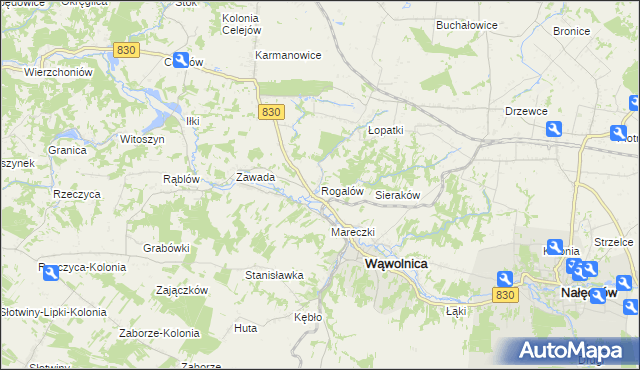 mapa Rogalów gmina Wąwolnica, Rogalów gmina Wąwolnica na mapie Targeo
