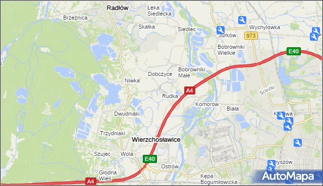mapa Rudka gmina Wierzchosławice, Rudka gmina Wierzchosławice na mapie Targeo